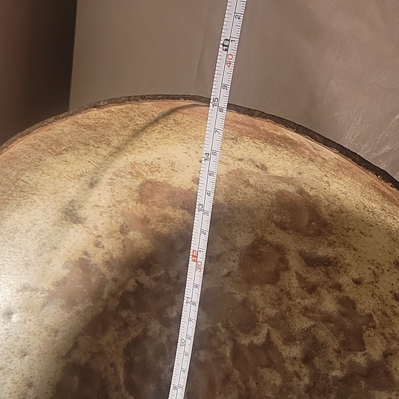 LARGE 15" Vintage Primitive Hand Hammered Metal Rolled Flattened Edge Bowl - Picture 5 of 7